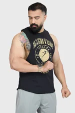 Magnitude Deep Arm Tank Black – Sleeveless Muscle Fit Gym Shirt for Men - Image 2