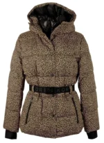 Michael Kors Women’s Hooded Leopard Print Puffer Coat with Belt - Image 2