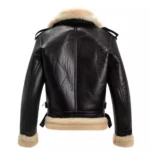 Men’s Black Shearling Aviator Jacket – Genuine Sheepskin Bomber Coat - Image 2