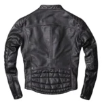 Men’s Genuine Sheepskin Leather Cafe Racer Motorcycle Biker Jacket – Black - Image 2