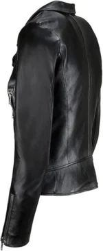Women’s Real Leather Motorcycle Biker Jacket – Black Fashion Outerwear - Image 3