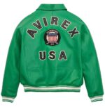 Men’s Avirex Icon Green Leather Bomber Jacket – Premium Lamb Leather - Image 2