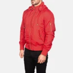 Hanklin MA-1 Red Hooded Bomber Jacket for Men – Stylish Flight Wear - Image 2