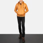 Kenton Hooded Brown Leather Pullover Jacket for Men – Stylish Casual Wear - Image 3