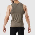 TF-Premium Khaki Power Compression Tank – Muscle Fit Gym Wear for Men - Image 3