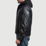 Highschool Black Hooded Leather Jacket for Men – Classic Casual Style - Image 4