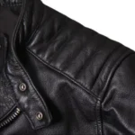 Men’s Genuine Sheepskin Leather Cafe Racer Motorcycle Biker Jacket – Black - Image 4
