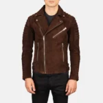 Armand Men’s Mocha Suede Biker Jacket – Classic Moto Style - Image 4