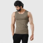 TF-Premium Khaki Power Compression Tank – Muscle Fit Gym Wear for Men - Image 5