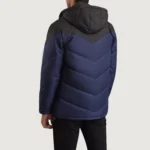Luka Men’s Hooded Puffer Jacket – Black & Blue - Image 5