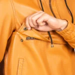Kenton Hooded Brown Leather Pullover Jacket for Men – Stylish Casual Wear - Image 6