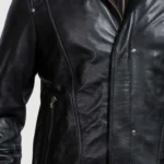 Highschool Black Hooded Leather Jacket for Men – Classic Casual Style - Image 6