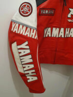 Unisex Yamaha Red & White Racing Motorcycle Leather Jacket | Premium Cowhide - Image 5