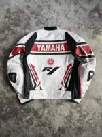 Yamaha Racing White R1 Motorcycle Cowhide Leather Biker Jacket | Premium Quality - Image 2