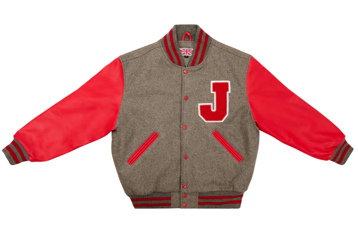 1 Men’s Light Oxford & Scarlet Red Varsity Jacket – Classic Wool & Leather Letterman Bomber - Image 1