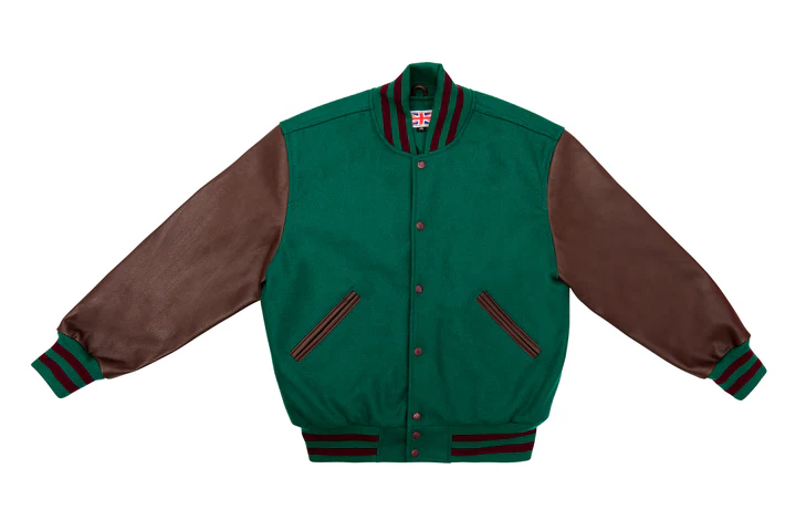 1 Men’s Teal & Brown Varsity Jacket – Classic Wool & Leather Letterman Bomber - Image 1