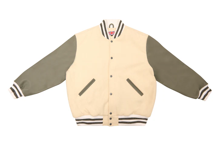 1 Men’s Bright White & Grey Varsity Jacket – Classic Wool & Leather Letterman Bomber - Image 1
