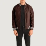 Classic Varsity Leather Bomber Jacket – Pascal Maroon Leather Letterman
