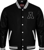 Men’s Wool & Leather Varsity Bomber Jacket – Retro College Letterman Coat
