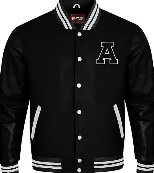 1 Men’s Wool & Leather Varsity Bomber Jacket – Retro College Letterman Coat - Image 1
