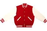 Men’s Scarlet Varsity Jacket – Classic Wool & Leather Letterman Bomber