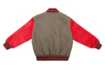 Men’s Light Oxford & Scarlet Red Varsity Jacket – Classic Wool & Leather Letterman Bomber - Image 2