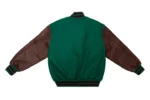 Men’s Teal & Brown Varsity Jacket – Classic Wool & Leather Letterman Bomber - Image 2