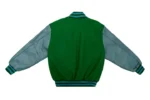 Men’s Bright Kelly Green & Columbia Blue Varsity Jacket – Classic Wool & Leather Letterman Bomber - Image 2