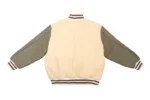 Men’s Bright White & Grey Varsity Jacket – Classic Wool & Leather Letterman Bomber - Image 2