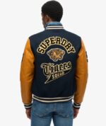 Men’s Vintage Patched Varsity Jacket – Classic Wool & Leather Letterman Bomber - Image 4