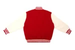 Men’s Scarlet Varsity Jacket – Classic Wool & Leather Letterman Bomber - Image 2