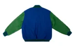 Men’s Bright Royal & Kelly Green Varsity Jacket – Classic Wool & Leather Letterman Bomber - Image 2