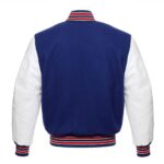 Classic Varsity Wool Bomber Jacket – Royal Blue Wool & White Leather Letterman - Image 3