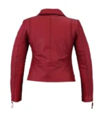 Women’s Genuine Sheepskin Leather Motorcycle Jacket – Red Lightweight Casual Coat