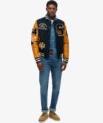 Men’s Vintage Patched Varsity Jacket – Classic Wool & Leather Letterman Bomber - Image 5