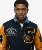 Men’s Vintage Patched Varsity Jacket – Classic Wool & Leather Letterman Bomber - Image 3