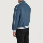 Classic Varsity Leather Bomber Jacket – Cooper Blue Leather Letterman - Image 5