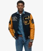 Men’s Vintage Patched Varsity Jacket – Classic Wool & Leather Letterman Bomber - Image 6