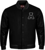 Men’s Wool & Leather Varsity Bomber Jacket – Retro College Letterman Coat - Image 6