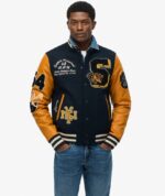 Men’s Vintage Patched Varsity Jacket – Classic Wool & Leather Letterman Bomber - Image 2