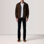 Lester Men’s Brown Suede Leather Bomber Jacket – Classic Minimal Style - Image 2