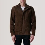 Lester Men’s Brown Suede Leather Bomber Jacket – Classic Minimal Style - Image 3