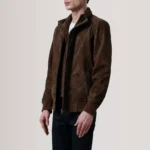 Lester Men’s Brown Suede Leather Bomber Jacket – Classic Minimal Style - Image 4