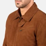 Tomchi Men’s Classic Tan Suede Leather Bomber Jacket - Image 5