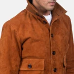 Eaton Men’s Brown Suede Leather Bomber Jacket – Timeless Minimal Style - Image 5
