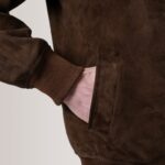 Lester Men’s Brown Suede Leather Bomber Jacket – Classic Minimal Style - Image 6
