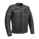 Raider Men’s Black Motorcycle Leather Jacket – Classic Biker Style