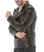 Vanguard Men’s Black Genuine Sheepskin Leather Biker Jacket – Classic Moto Style - Image 2