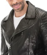 Vanguard Men’s Black Genuine Sheepskin Leather Biker Jacket – Classic Moto Style - Image 3